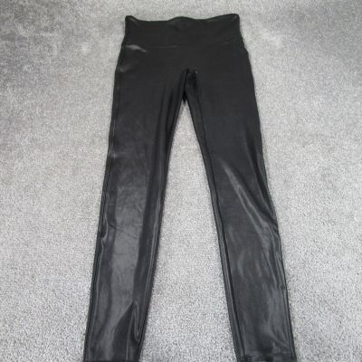 Spanx Leggings Womens Medium Black Faux Leather Shiny